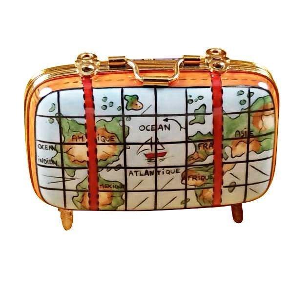 Suitcase with Maps Limoges Box for French Travelers, view 3