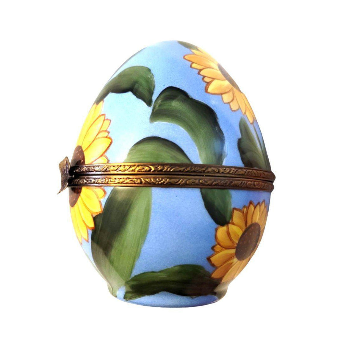 Hand-painted Very Large 6.5 Sunflower Daisy Egg Limoges box, French artistry for lovers of fine art