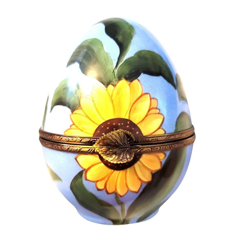 Authentic Very Large 6.5 Sunflower Daisy Egg Limoges box, hand-painted in France, from Limoges Boutique