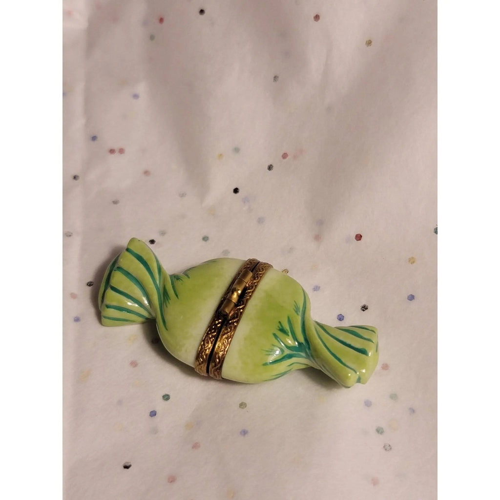 Porcelain Candy Green Wrapping Limoges Box Figurine Gift, view 3