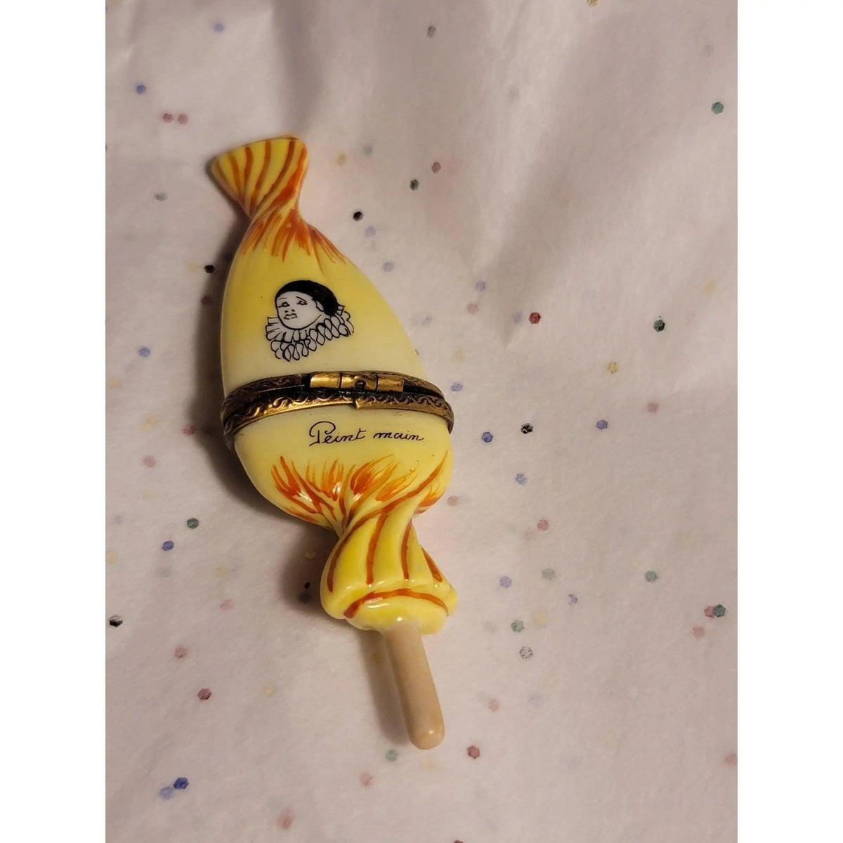 Sweet Candy Lollipop Porcelain Yellow Wrapping Limoges Box Gift, view 4