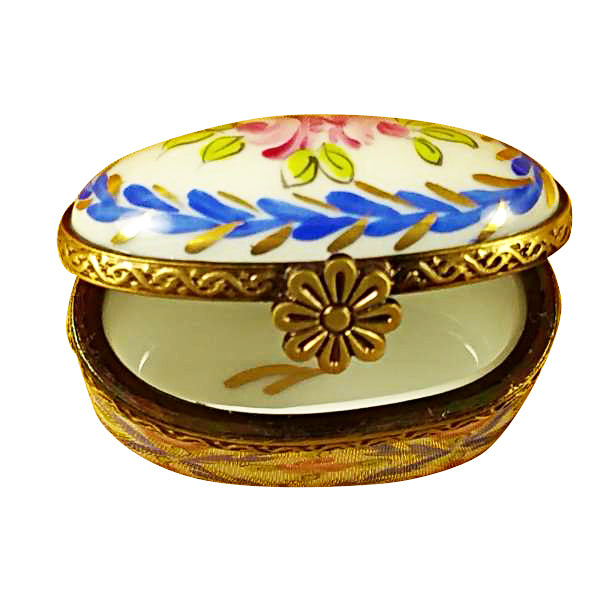 Tiny Blue Oval Limoges Box for Collectors, view 2