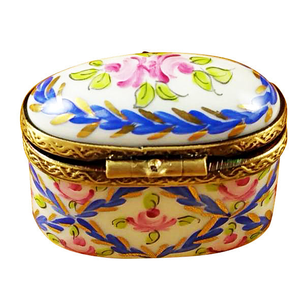 Tiny Blue Oval Limoges Box for Collectors, view 3