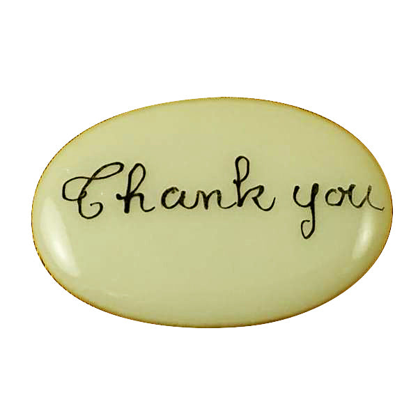 Set of two Thank You hand-painted porcelain goodies for a Limoges box