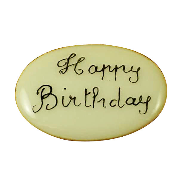 Set of two Happy Birthday hand-painted porcelain goodies for a Limoges box