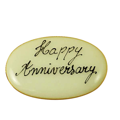 Set of two Happy Anniversary hand-painted porcelain goodies for a Limoges box