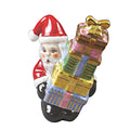 Small Santa w Stacked Presents, a hand-painted Limoges porcelain gift