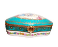 Serenade Woman Teal Chest Jewelry Box 9x5 Limoges, a hand-painted Limoges porcelain gift