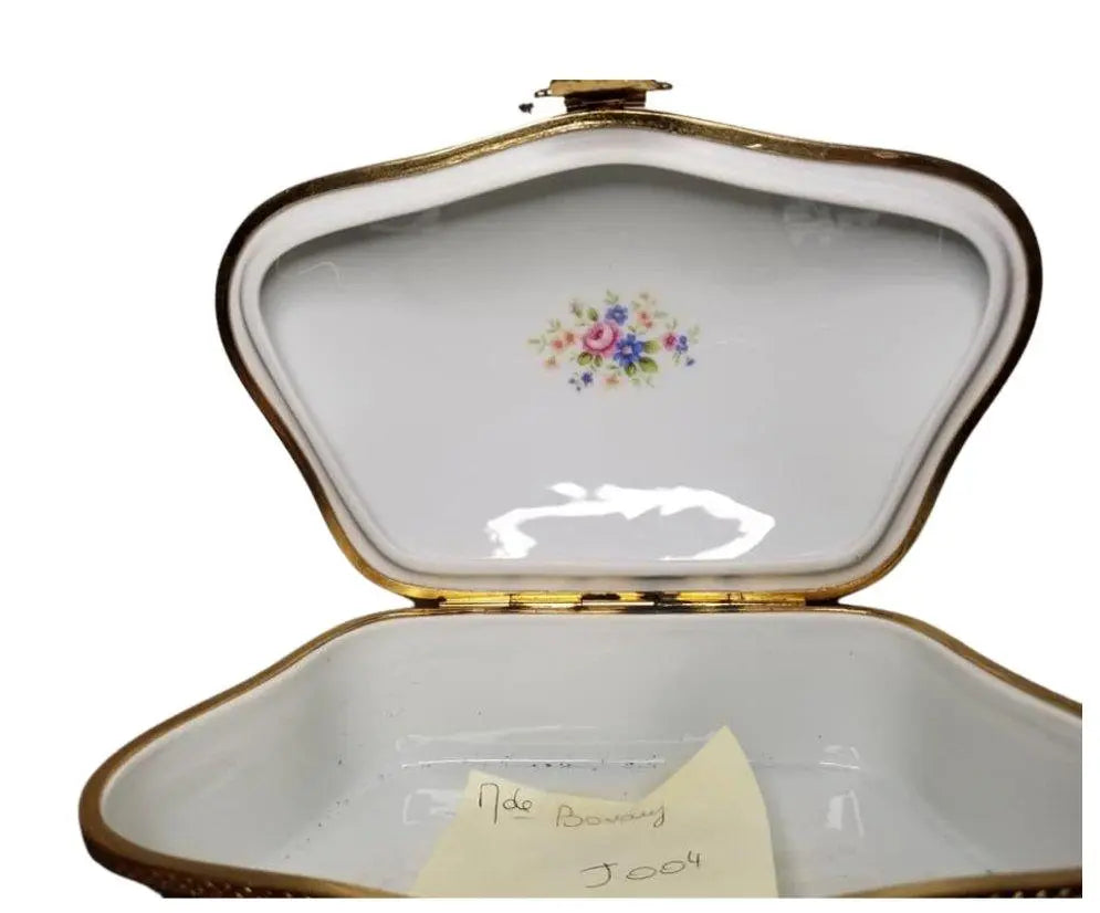 Hand-painted Serenade Woman Teal Chest Jewelry Limoges box, French artistry for lovers of fine art