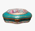 Serenade Woman Teal Chest Jewelry Box, a hand-painted Limoges porcelain gift