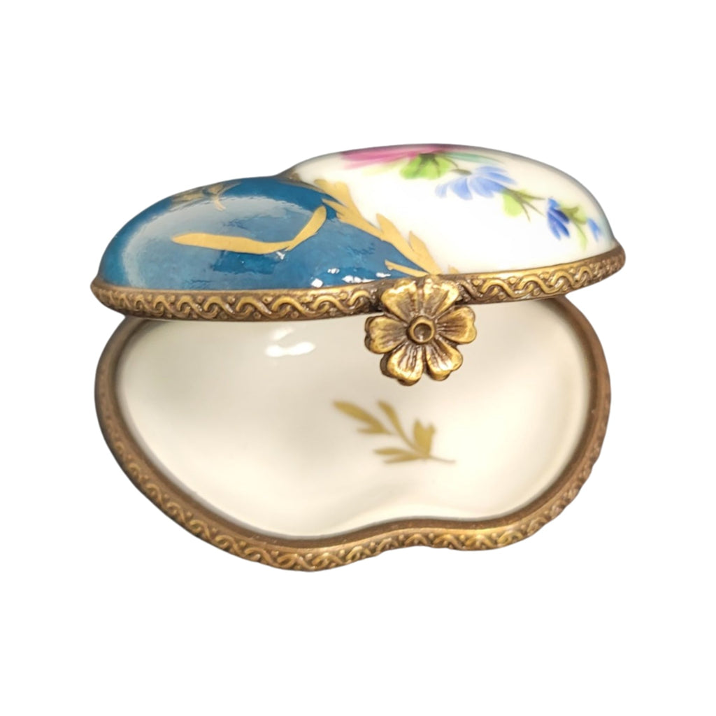 Double Teal Heart Limoges Porcelain Art Object, view 2