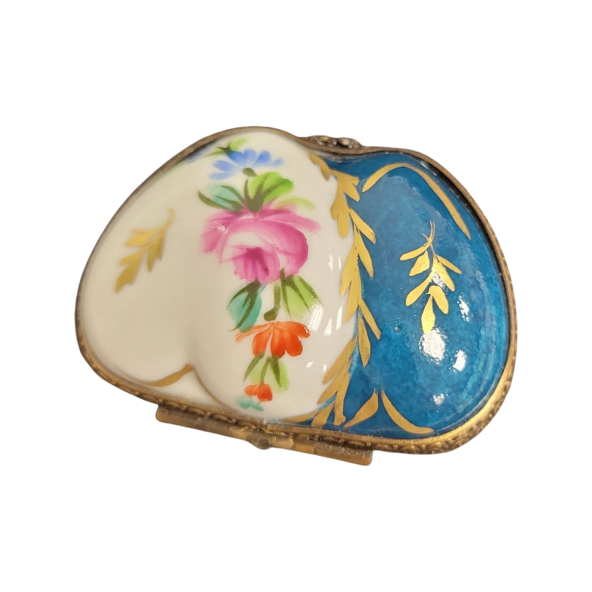 Double Teal Heart Limoges Porcelain Art Object, view 3