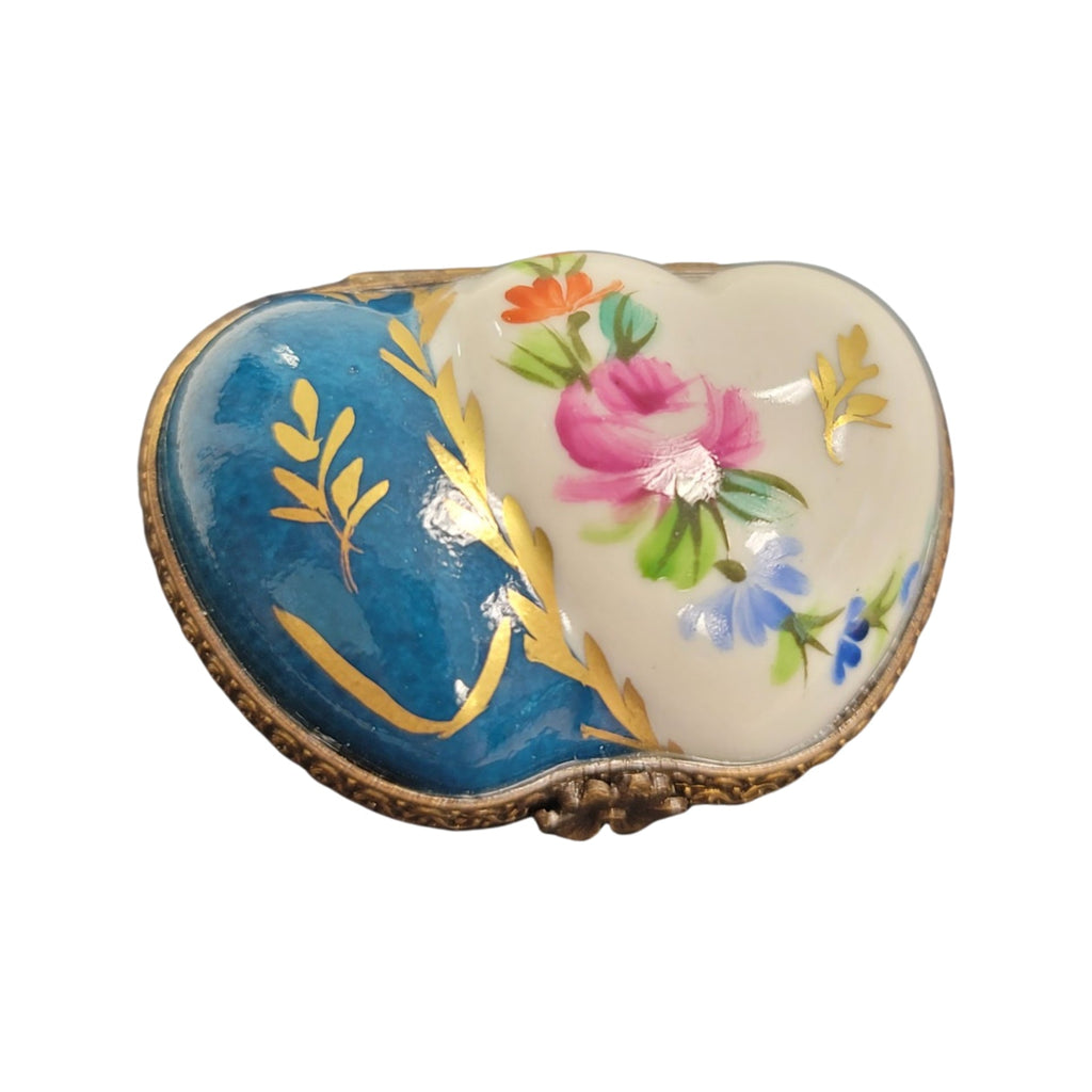 Double Teal Heart Limoges Porcelain Art Object, view 4