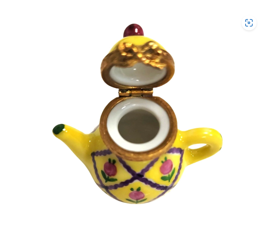 Elegant Yellow Limoges Teapot for Tea Lovers, view 2
