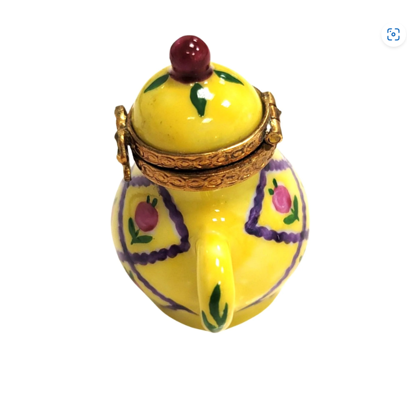 Elegant Yellow Limoges Teapot for Tea Lovers, view 3