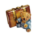 Authentic Teddy Bear and Suitcase Limoges box, hand-painted in France, from Limoges Boutique