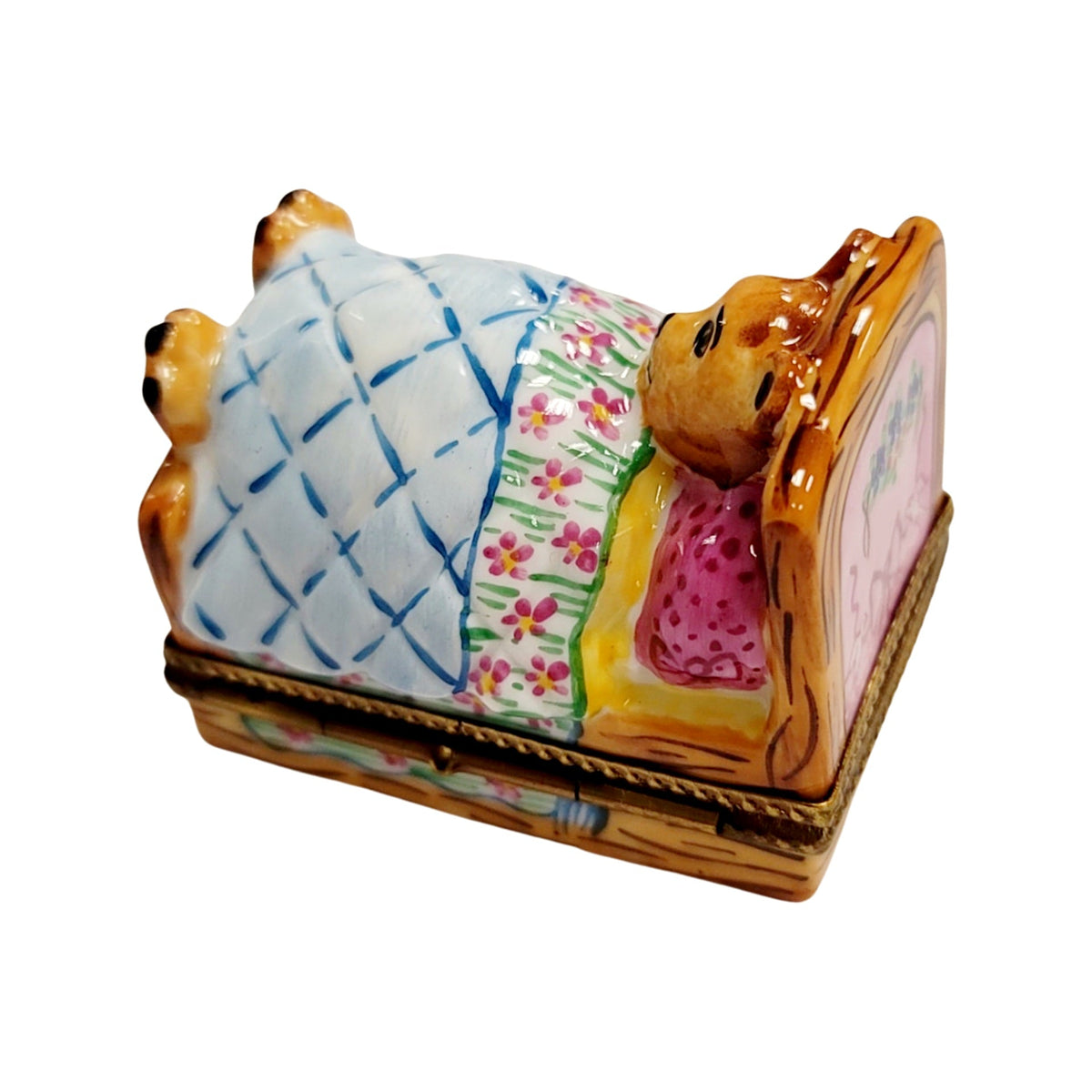 Teddy Bear in Bed Limoges Box Figurine, view 4