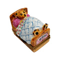 Teddy Bear in Bed Limoges Box Figurine, a hand-painted Limoges porcelain gift