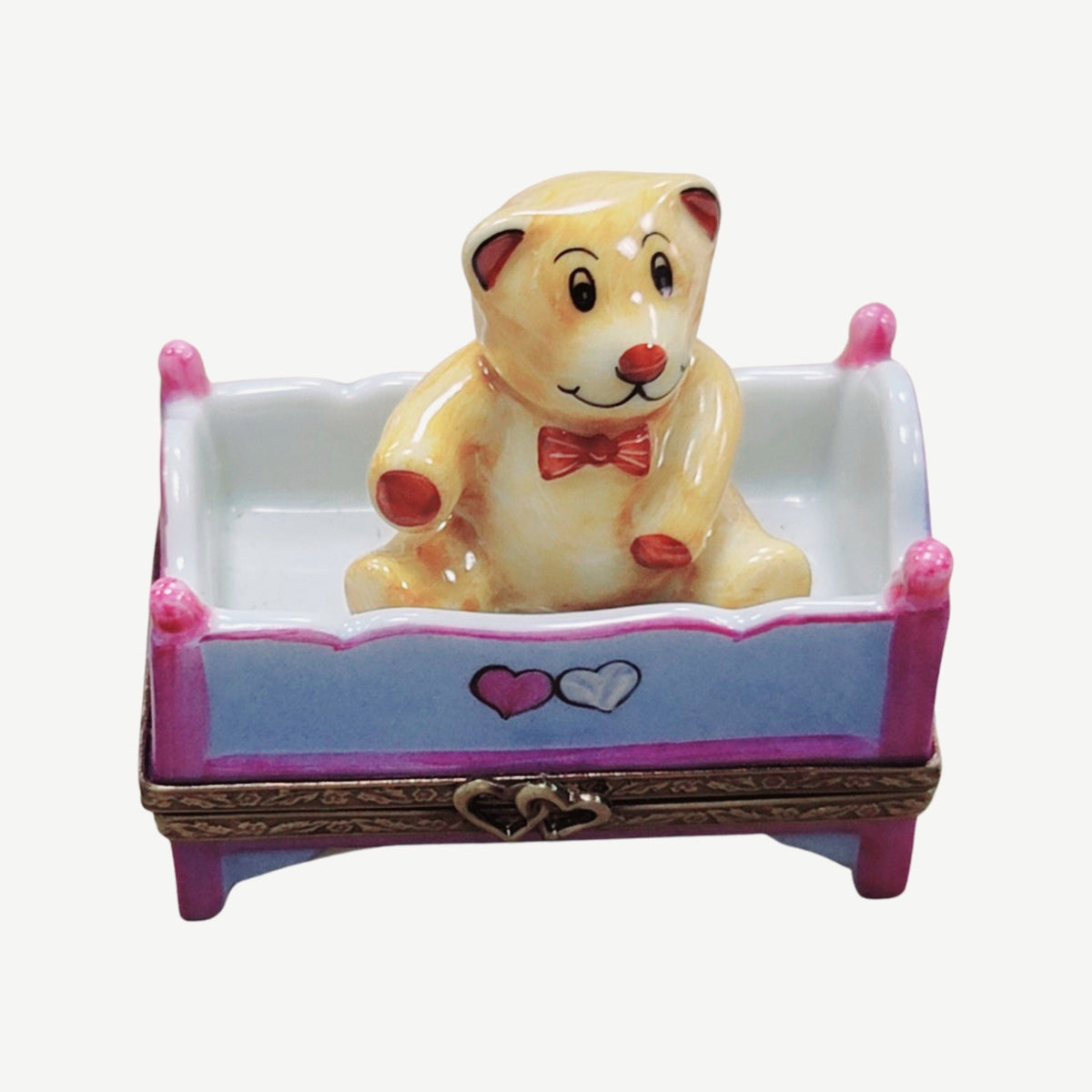 Teddy Bear in Bed Limoges Box Hand Painted France, view 3