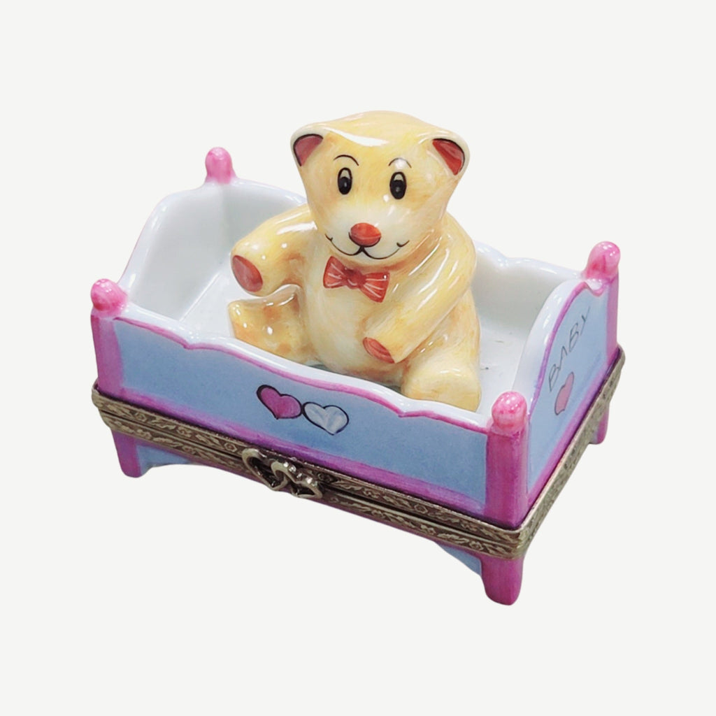 Teddy Bear in Bed Limoges Box Hand Painted France, view 4