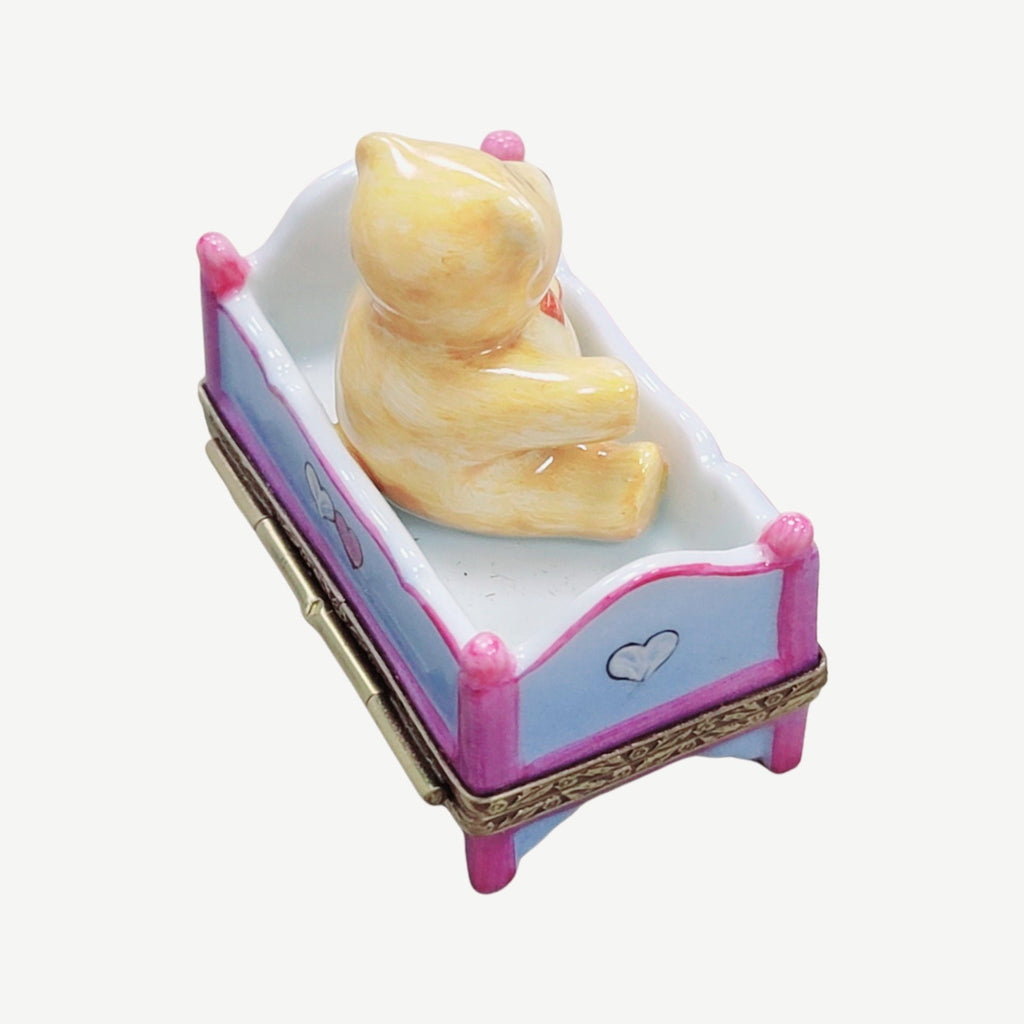 Teddy Bear in Bed Limoges Box Hand Painted France, view 5
