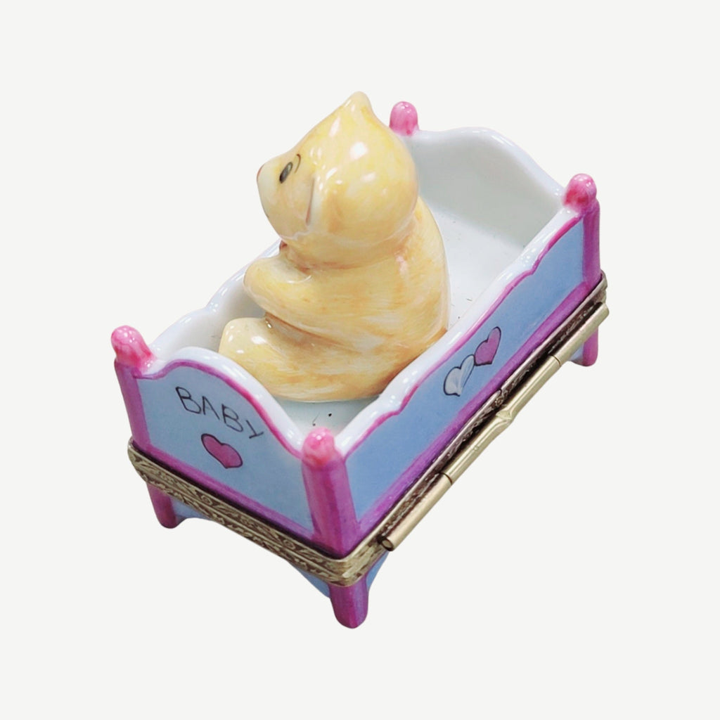 Teddy Bear in Bed Limoges Box Hand Painted France, view 6