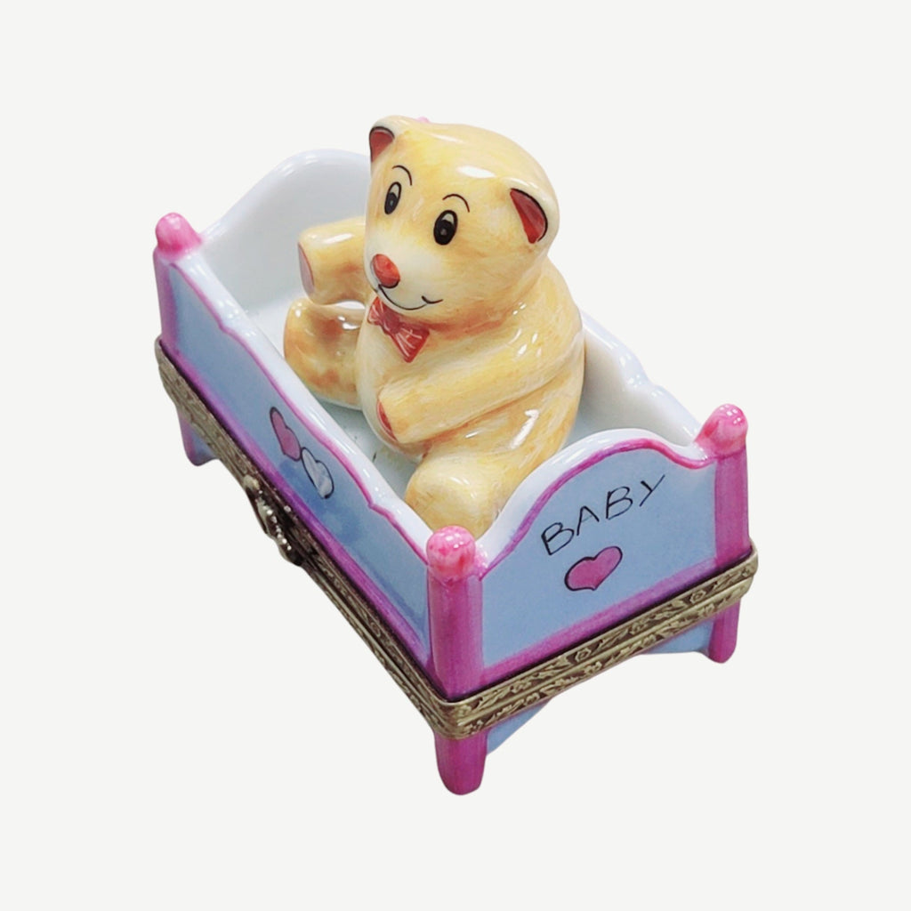 Teddy Bear in Bed Limoges Box Hand Painted France, view 7