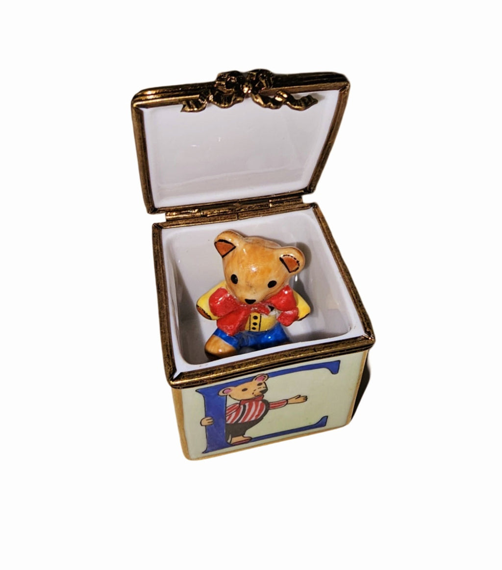 Block W Teddy Bear Limoges Box Figurine La Gloriette, view 2