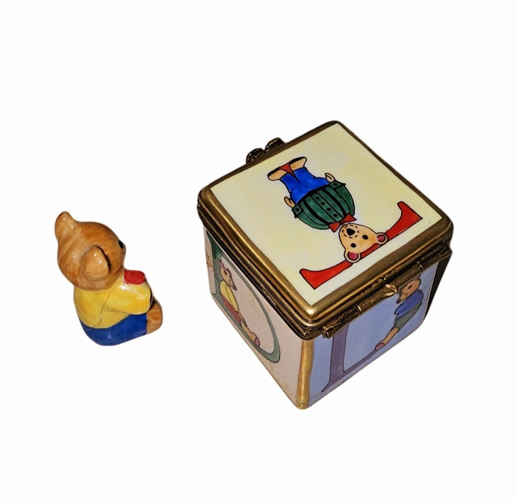 Block W Teddy Bear Limoges Box Figurine La Gloriette, view 3