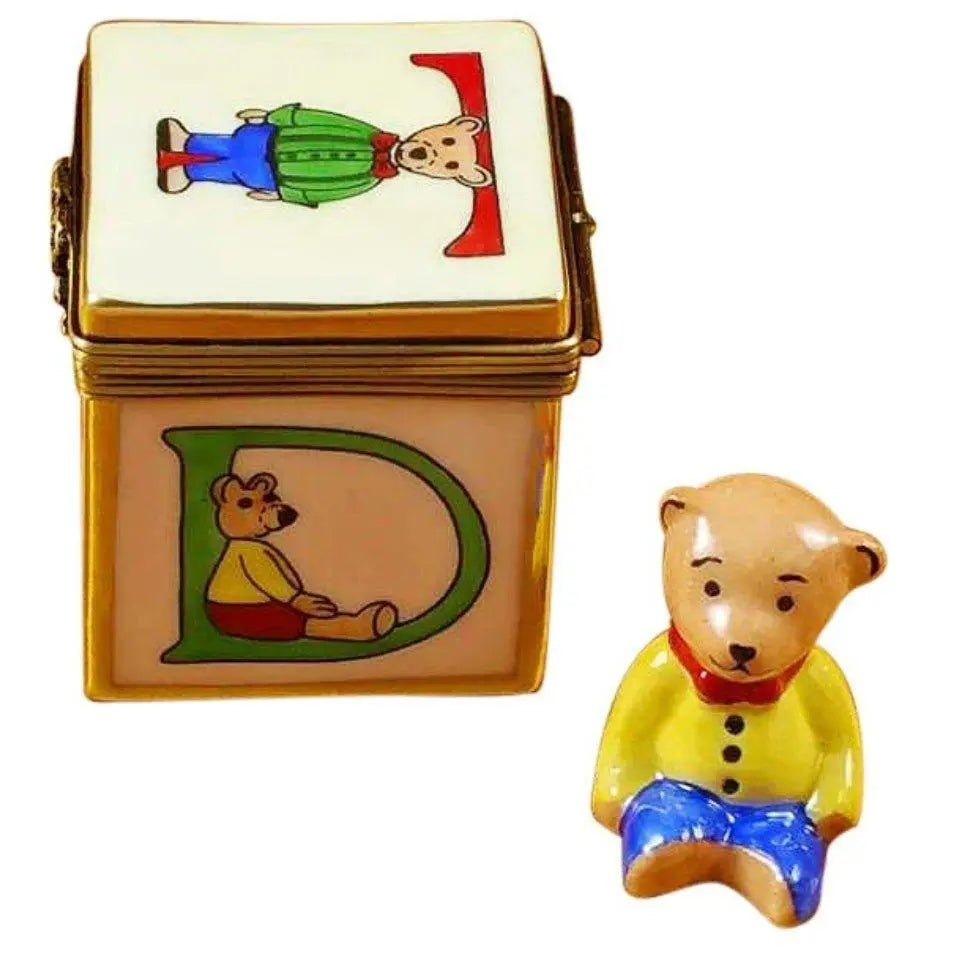 The Block with Teddy Bear La Gloriette, a Limoges keepsake with true French charm