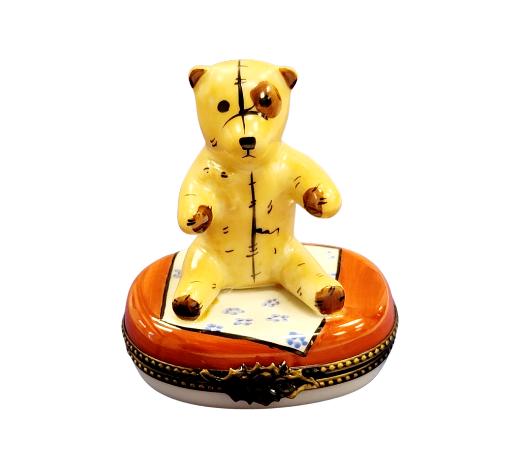 Fine art lovers will admire this Teddy Bear Blanket for Baby Shower Limoges box