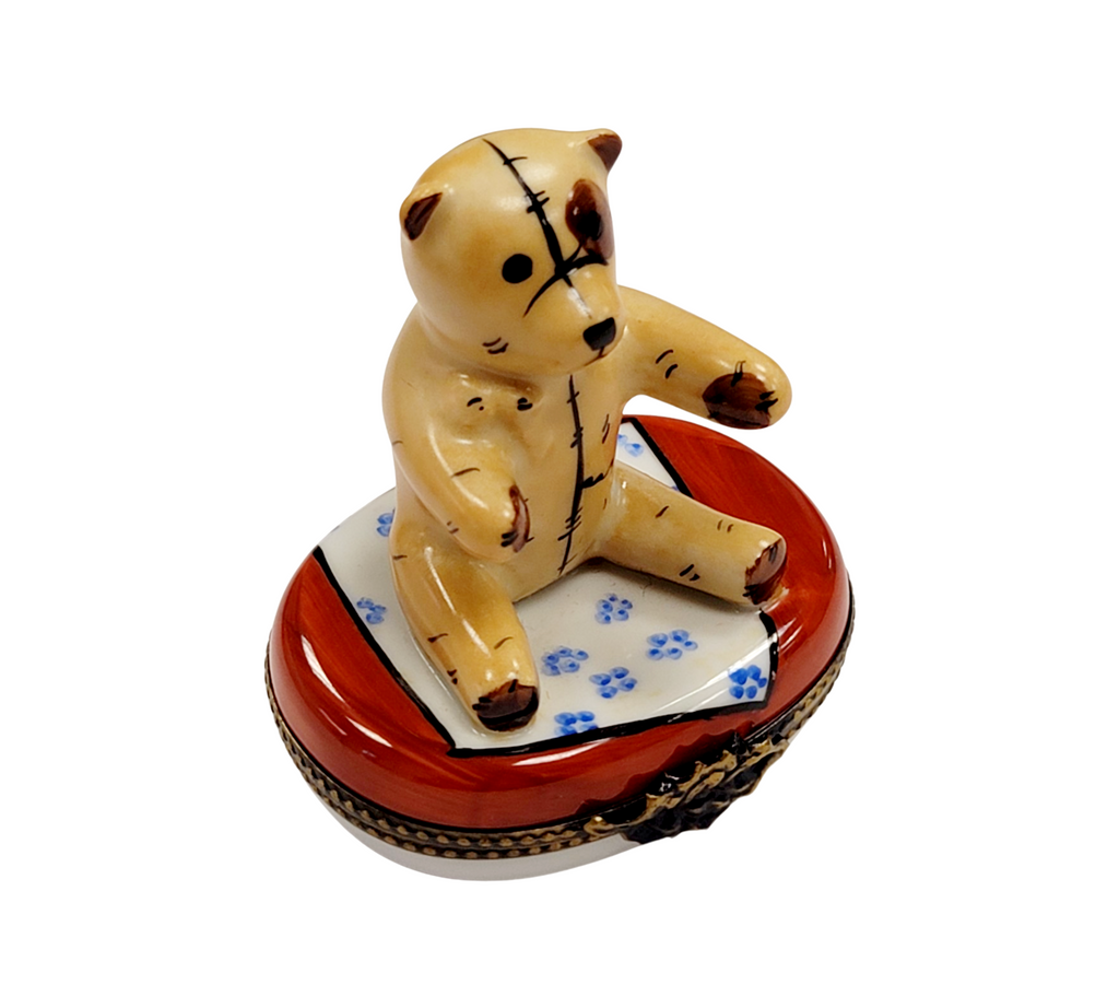 Limoges Boutique presents the Teddy Bear Blanket for Baby Shower, a genuine Limoges box painted by hand in France