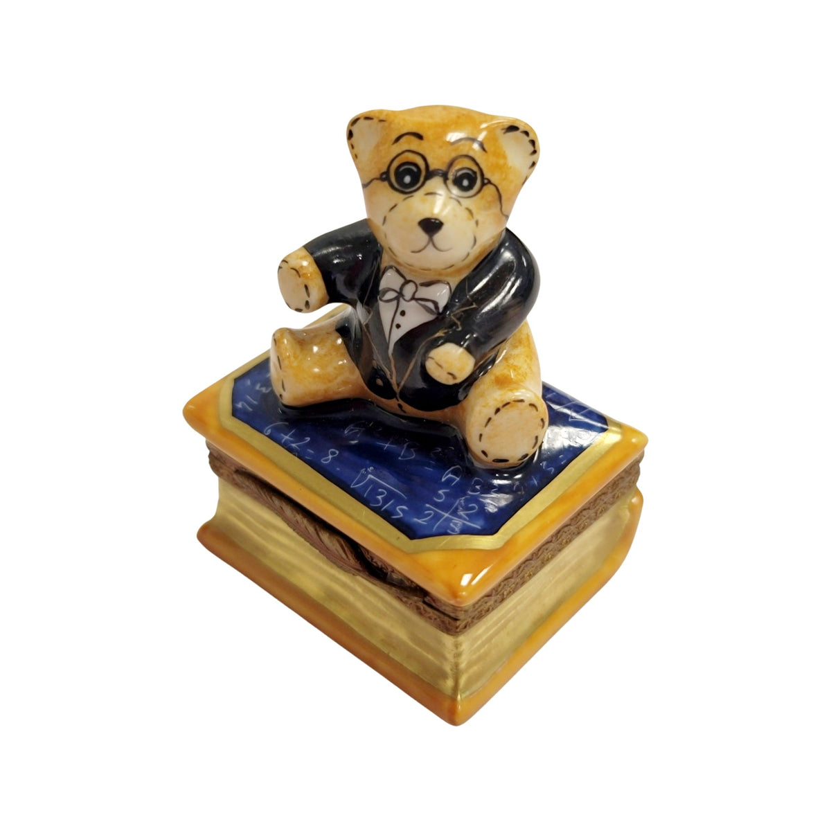 Teddy Bear on Math Book Graduation Limoges box, an heirloom-quality piece for collectors