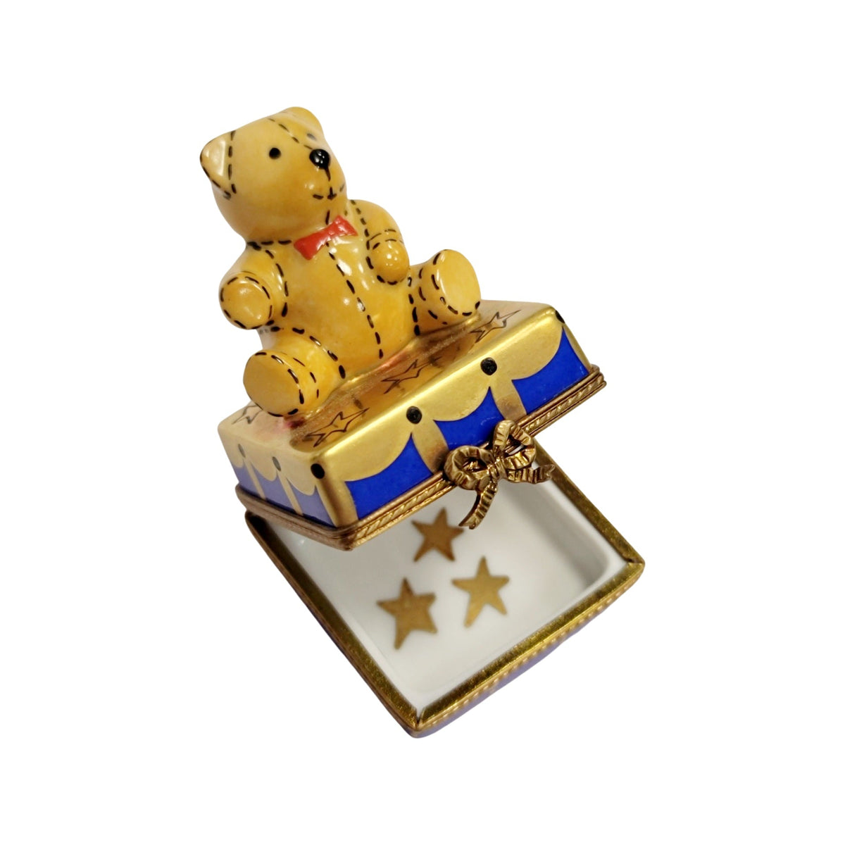 Teddy Bear on Square Limoges Box, view 2
