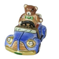 Teddy Bear in Car Porcelain Limoges Porcelain Art Object Gift, a hand-painted Limoges porcelain gift