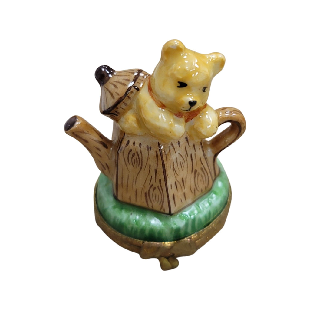 Teddy Bear Teapot Gift for Collectors, a hand-painted Limoges porcelain gift