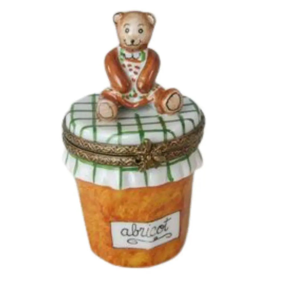 Teddy Bear Apricot Jam Limoges Box, a hand-painted Limoges porcelain gift