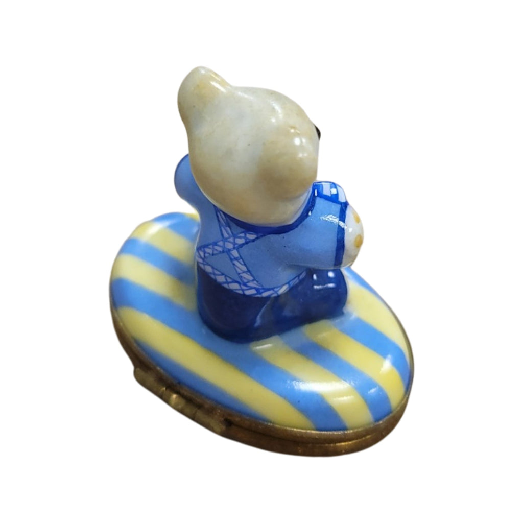 Teddy Bear w Blue Bow Limoges Box, view 5