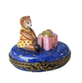 Teddy Bear Present Gift Box for Collectors Limoges, a hand-painted Limoges porcelain gift