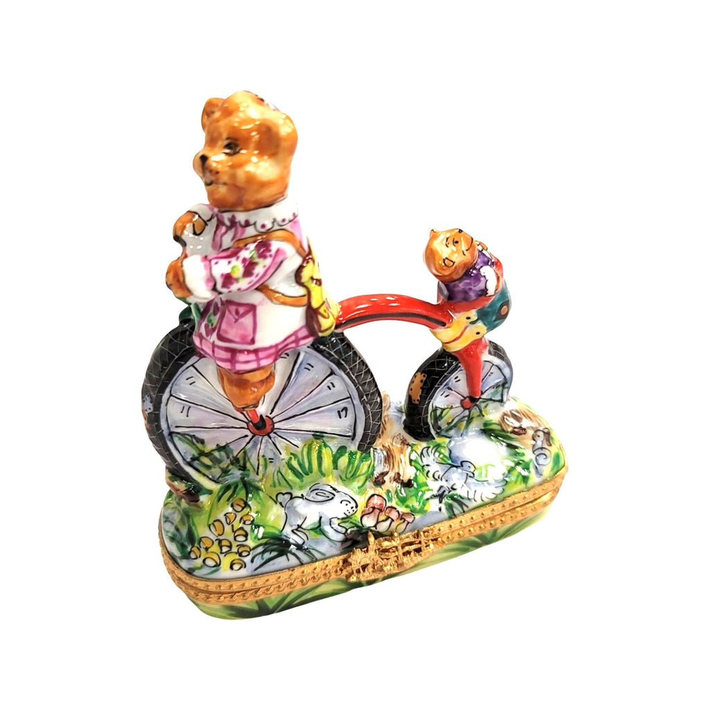 Teddy Bears on Bike Limoges Box Figurine for Collectors, view 3