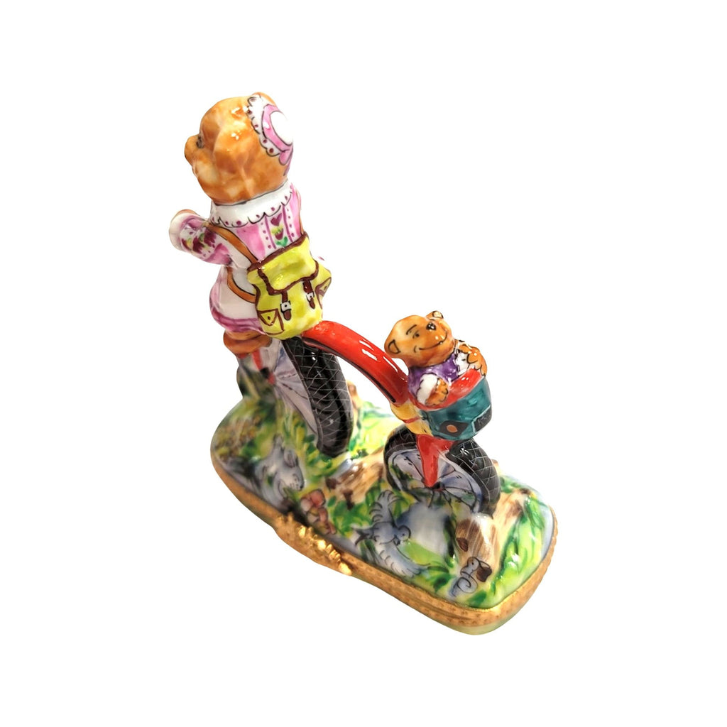 Teddy Bears on Bike Limoges Box Figurine for Collectors, view 4