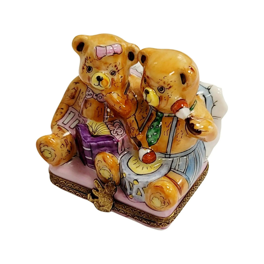 Teddy Bears Playing Limoges Box Figurine, view 12