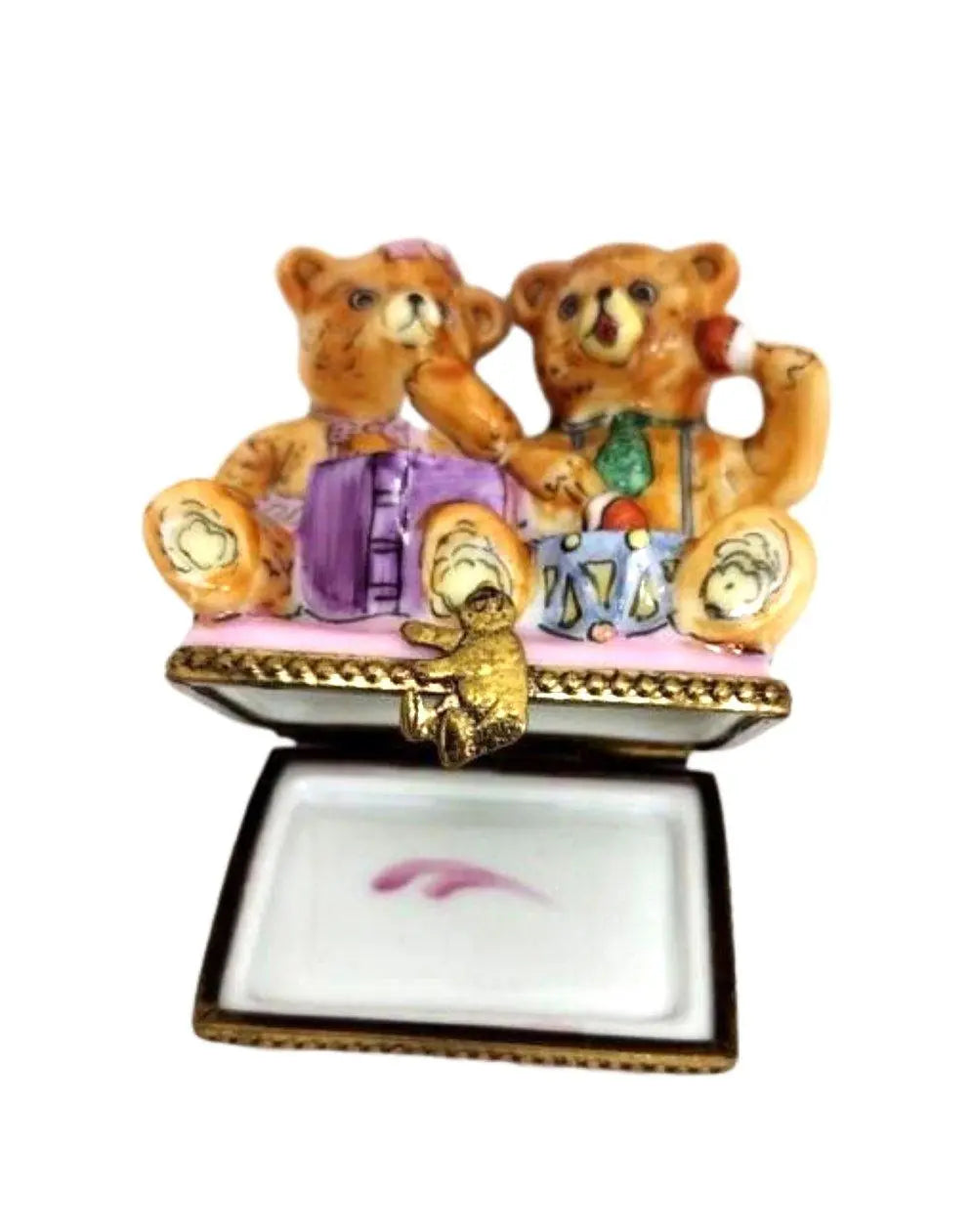 Teddy Bears Playing Limoges Box Figurine, view 2