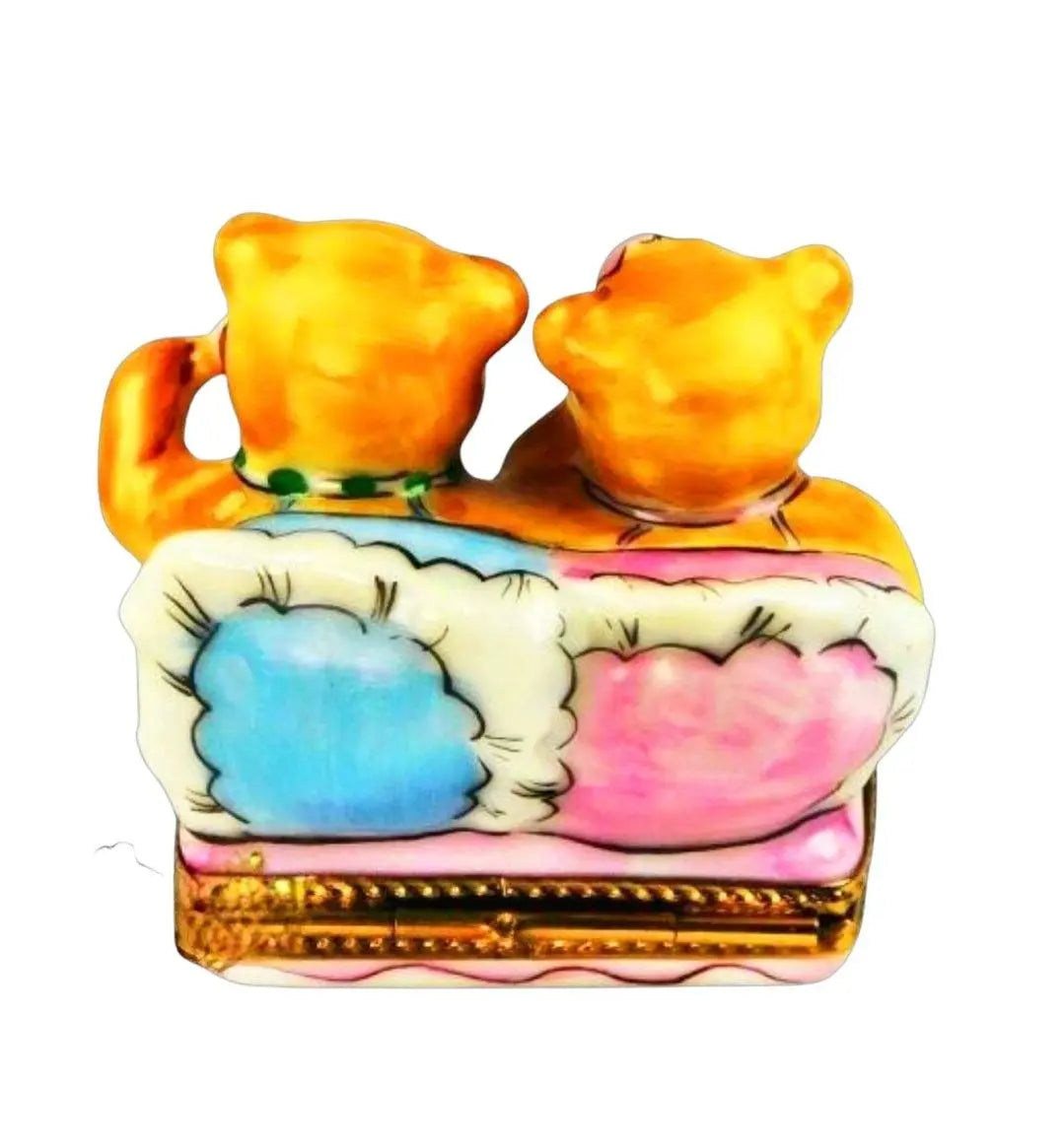 Teddy Bears Playing Limoges Box Figurine, view 3