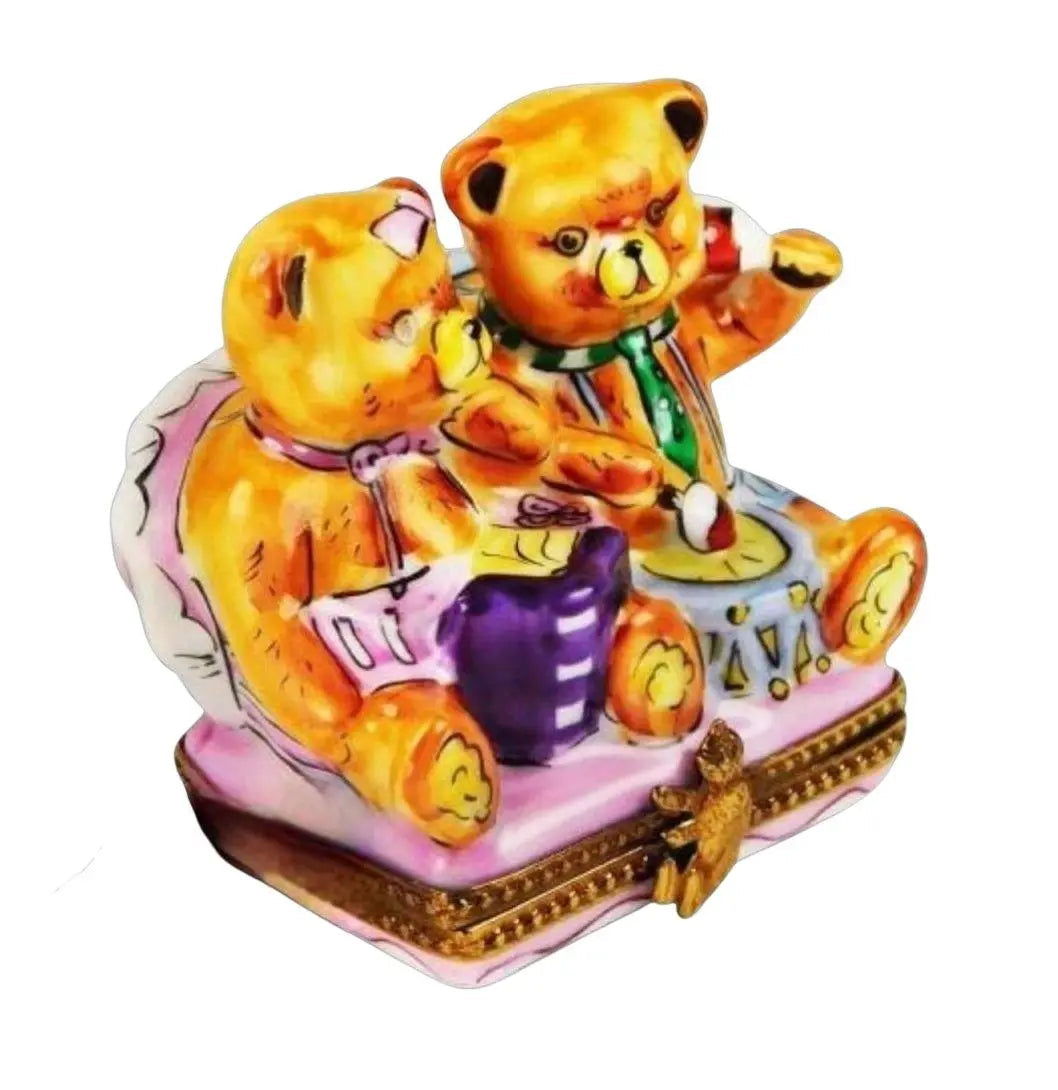 Teddy Bears Playing Limoges Box Figurine, view 4