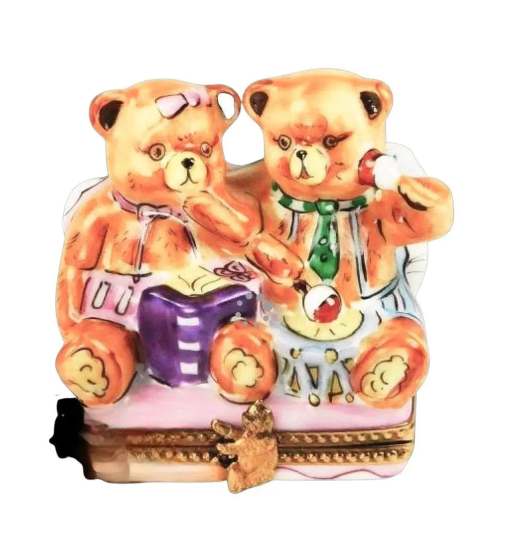 Teddy Bears Playing Limoges Box Figurine, view 5