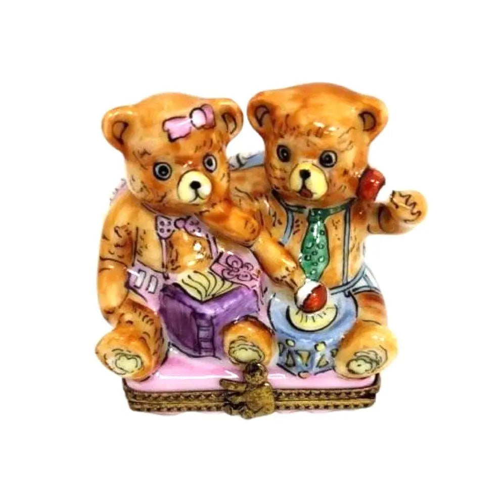 Teddy Bears Playing Limoges Box Figurine, view 6
