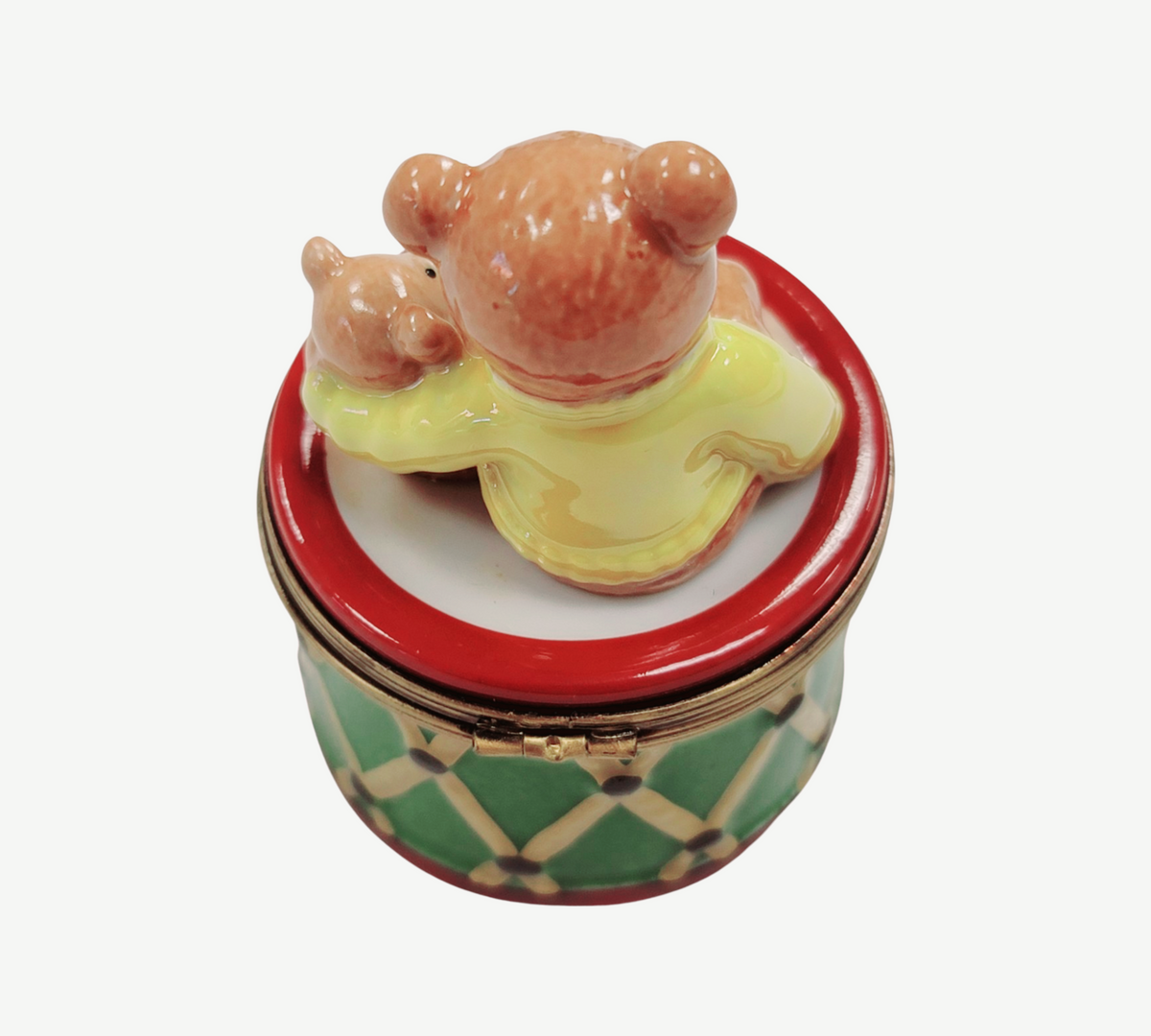 Gift idea for someone who loves France: Two Teddy Bears on Drum Limoges box