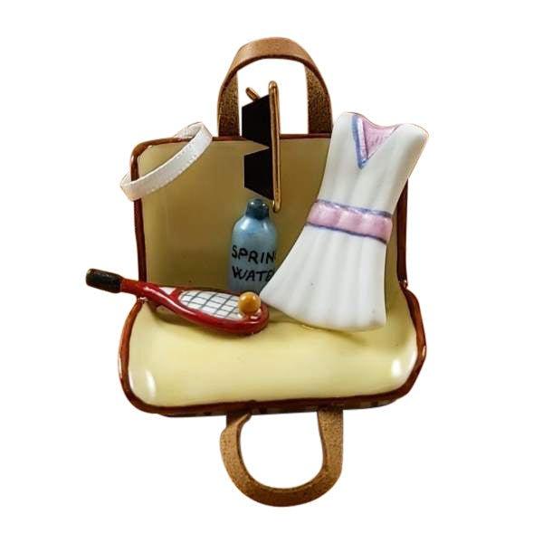 Authentic Rochard Tennis Bag With Gear Limoges box, hand-painted in France, from Limoges Boutique
