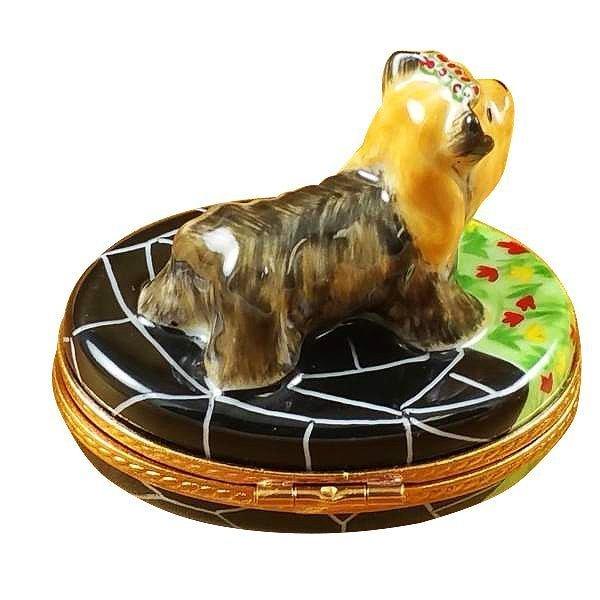 Fine art lovers will admire this Terrier Limoges box